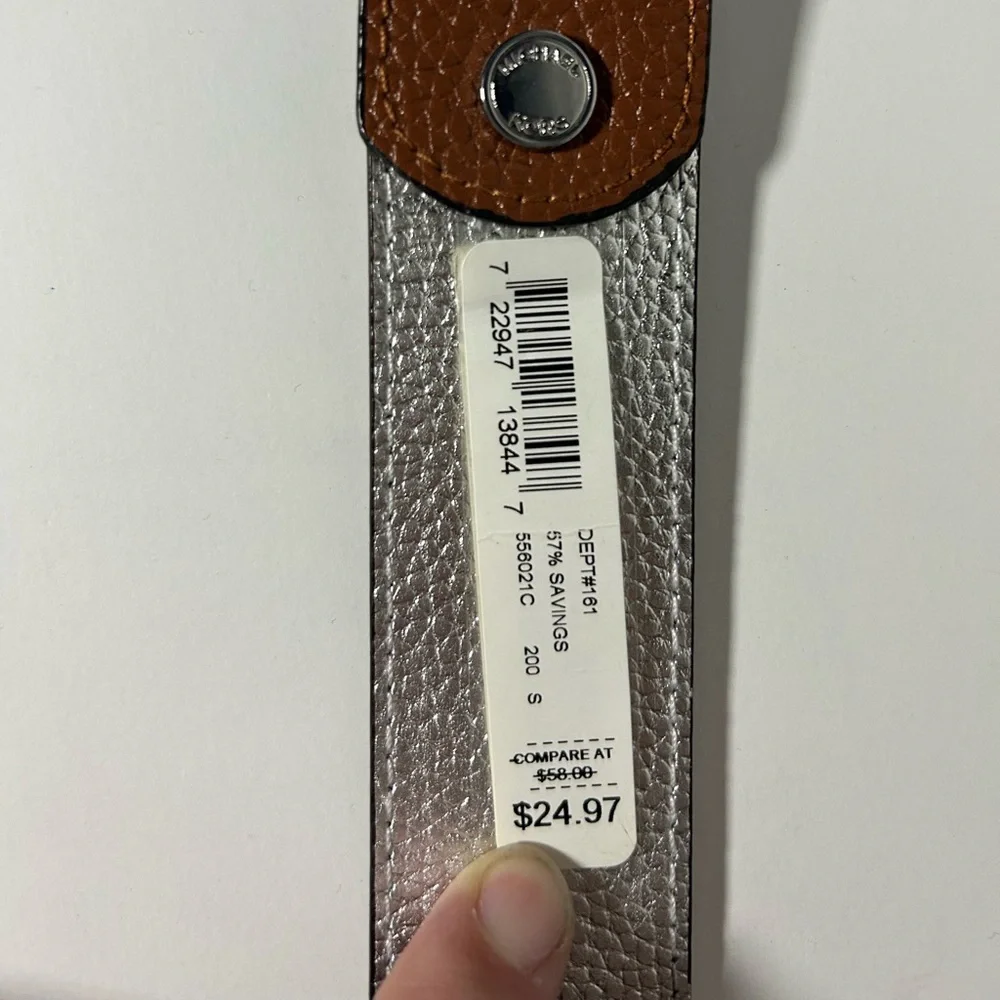Michael Kors Brown Leather Belt with Silver Buckle, Reversible - Picture 4 of 7